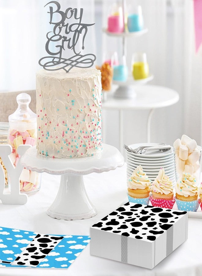 JarThenaAMCS 100Pcs Inspired Story Birthday Party Napkin Toy Inspire Game Cloud Cow Print Paper Dinner Napkin Double-Sided Black Blue Disposable Lunch Napkin For Party Supplies - Image 5